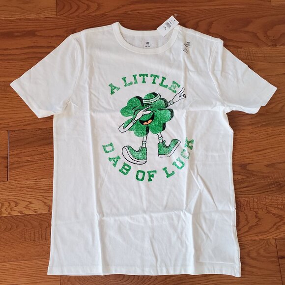 2 for $15 | GAP Kids Size XXL (14-16)  A Little Dab of Luck Shamrock Shirt NWT - Picture 1 of 2